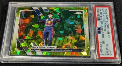 PSA 10 SP /199 MAX VERSTAPPEN 🚨CHARTREUSE 2021 Topps Chrome F1 Sapphire Edition