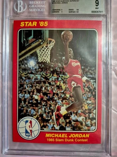 1985 STAR Michael Jordan Slam Dunk Supers 5x7 #5 BGS 9 Clean MINT Rookie Card!