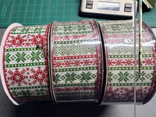 Member's Mark Red White Wired Edge Christmas Ribbon Sweater Rustic 140 yards 2.5