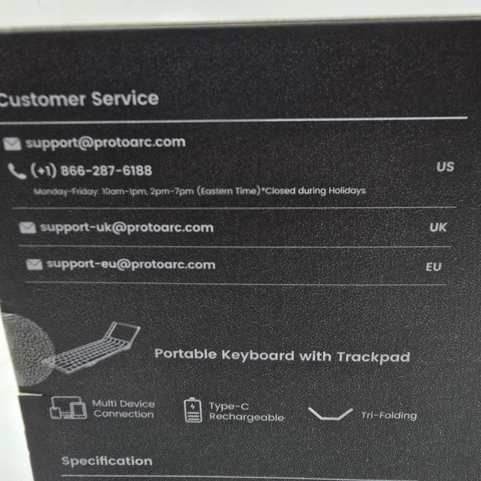 ProtoArc XK01TP Foldable Wireless Bluetooth Keyboard Touchpad + Case Brand New - Image 3 of 4