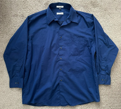 Cezani Casual Dress Shirt Button Down Men's Blue 17 32/33 Cotton Polyester Blend