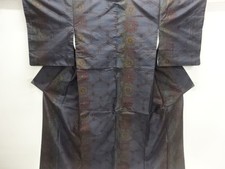 7701324: JAPANESE KIMONO / DORO OSHIMA TSUMUGI / WOVEN KIKKO PATTERN