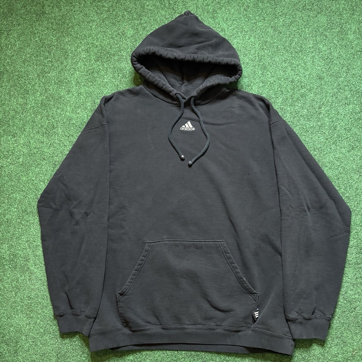 Vintage Adidas Hoodie Sweatshirt Sz XL Black Center Mini Logo | eBay