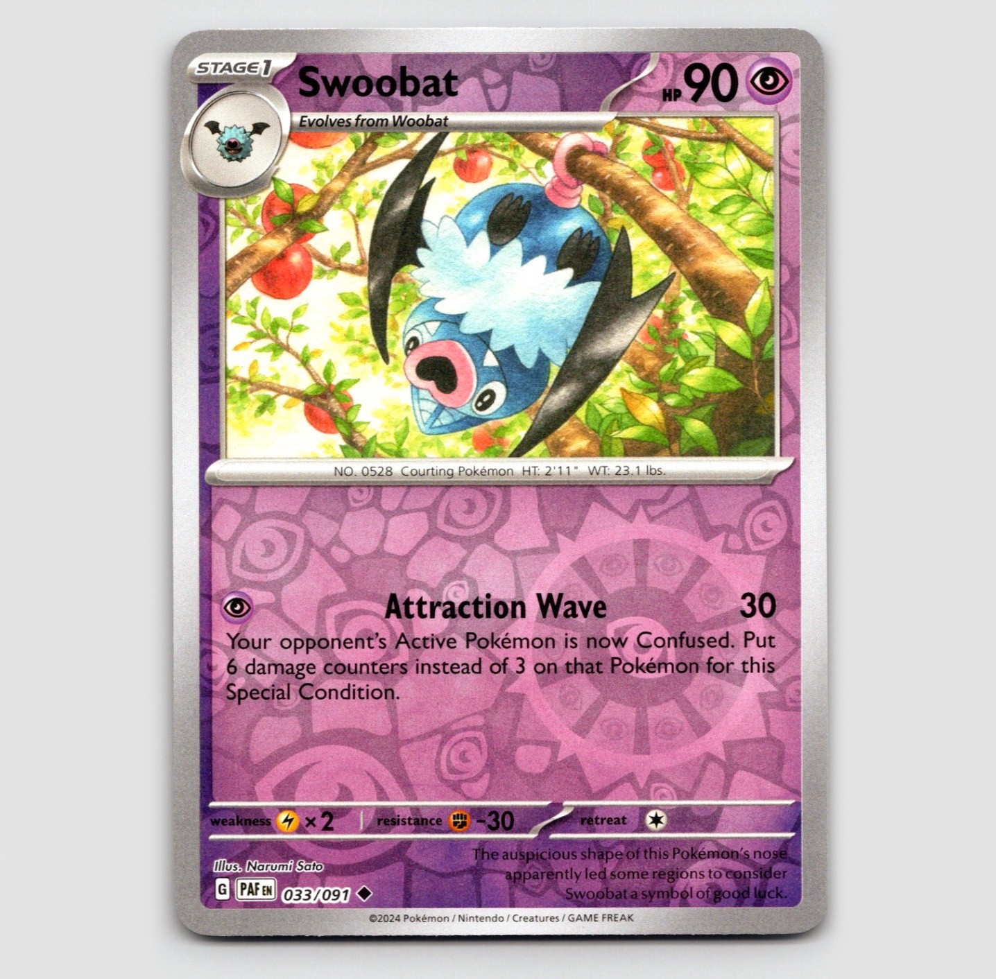 Swoobat (Reverse) - 033/091 - Uncommon NM SV: Paldean Fates Single