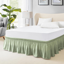 Elastic Wrap Around Bed Skirt - Easy Fit with 15-Inch Tailored Drop, Hotel Quali