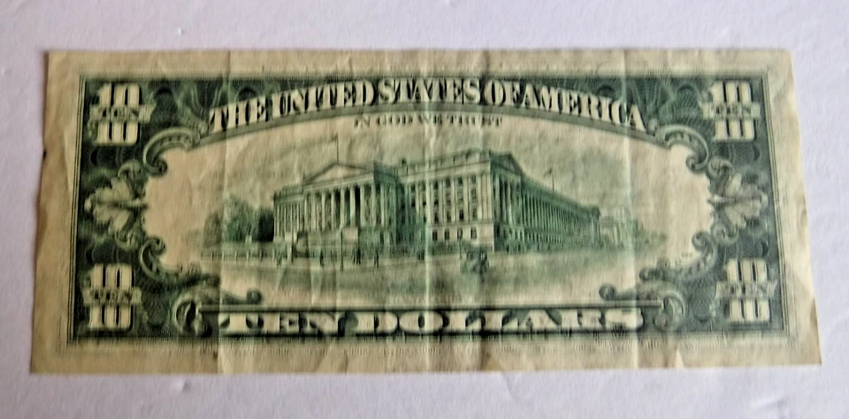 1977 $10 FRN - Board Break (Obverse Error) - FR 2023B - Image 2 of 2