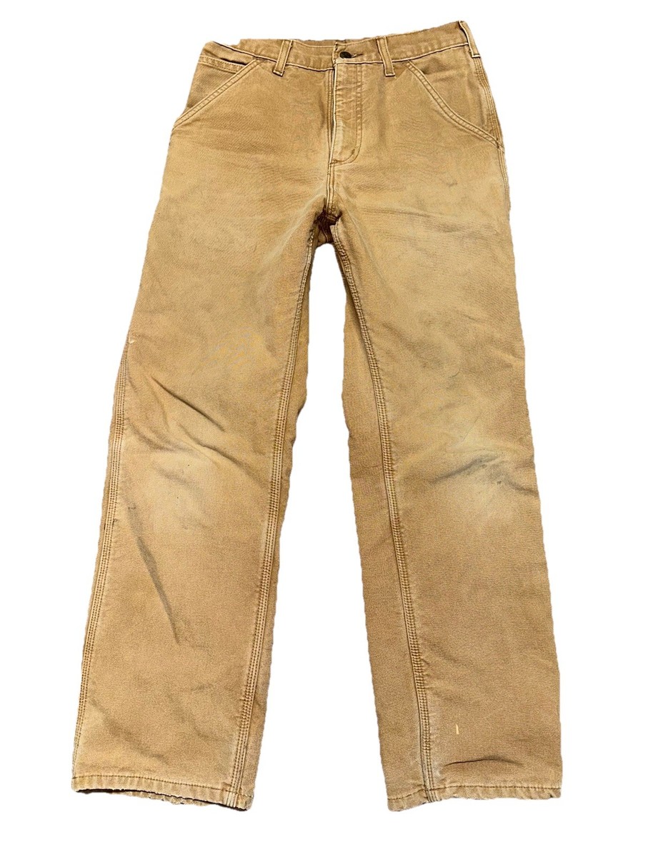 Carhartt B111 BRN Men's Sz 30x30 Flannel Lined Pants Stained Faded