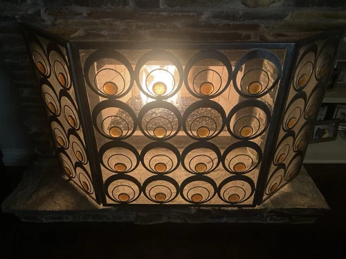 Designer Fireplace screen Steel & Amber Glass - Picture 7 of 7