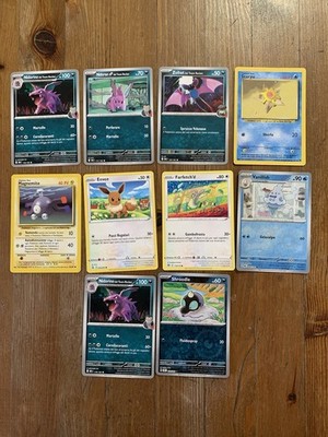 Lot 10 gemischte Pokemon Karten Team Rocket Base Eevee Farfetchd 821