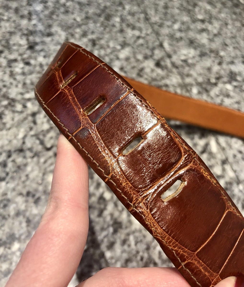 Vintage Patricia Von Musulin Genuine Alligator Belt Strap WIDE Cognac Brown M Patricia Von Musulin Alligator Buckle - Brown Belts  main image 3