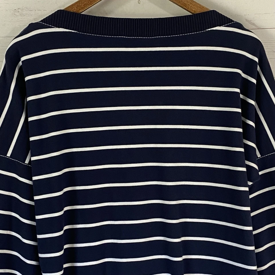Jones New York Womens 3/4 Sleeve Pullover Sweatshirt Sz L Blue Stripe Boat Neck - Image 4 of 4