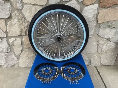 21x3.5 Chrome Fat Spoke Wheel & 120/70-21 Shinko WW Tire Kit – For 2000-2007 Harley Touring Front Wheel