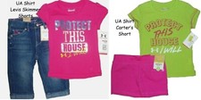 Under Armour Outfit Shirt Short Set Girls Lot Top Tee Protect This House I Will