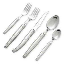 Jean Dubost Laguiole 20-Piece Flatware Stainless Steel Set enclosed in Wood Tray