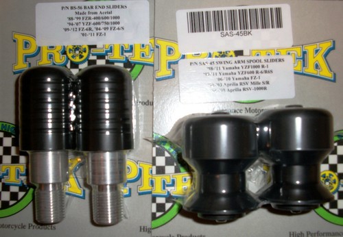 Spool Bar End Slider Kit Yamaha Pro-tek 2006-2015 FZ1 FZ-1 Faser FZ1000 NEW Blk - Picture 2 of 11
