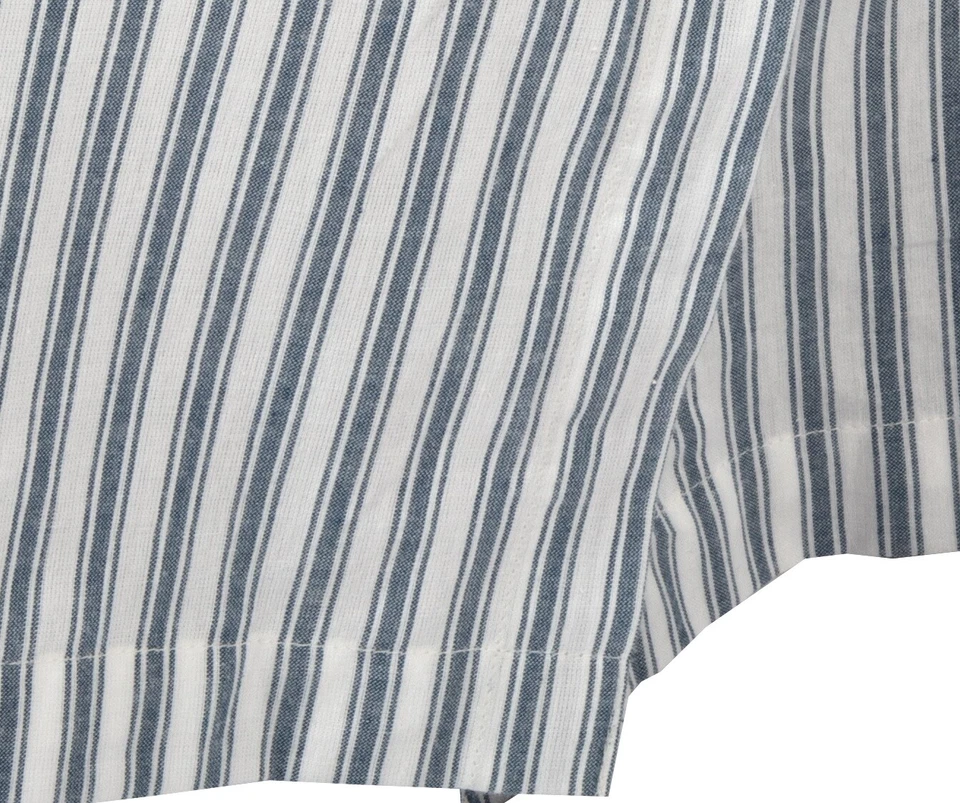 Falda Cama King Reunida Denim Azul Rayas Estilo Granja Sawyer Mill Foto 2 de 4