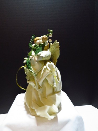 VTG TREETOP/FIGURINE ANGEL W/PORCELAIN HEAD, PLASTIC WINGS, CREAM DRESS 12" A-1 - Picture 5 of 7