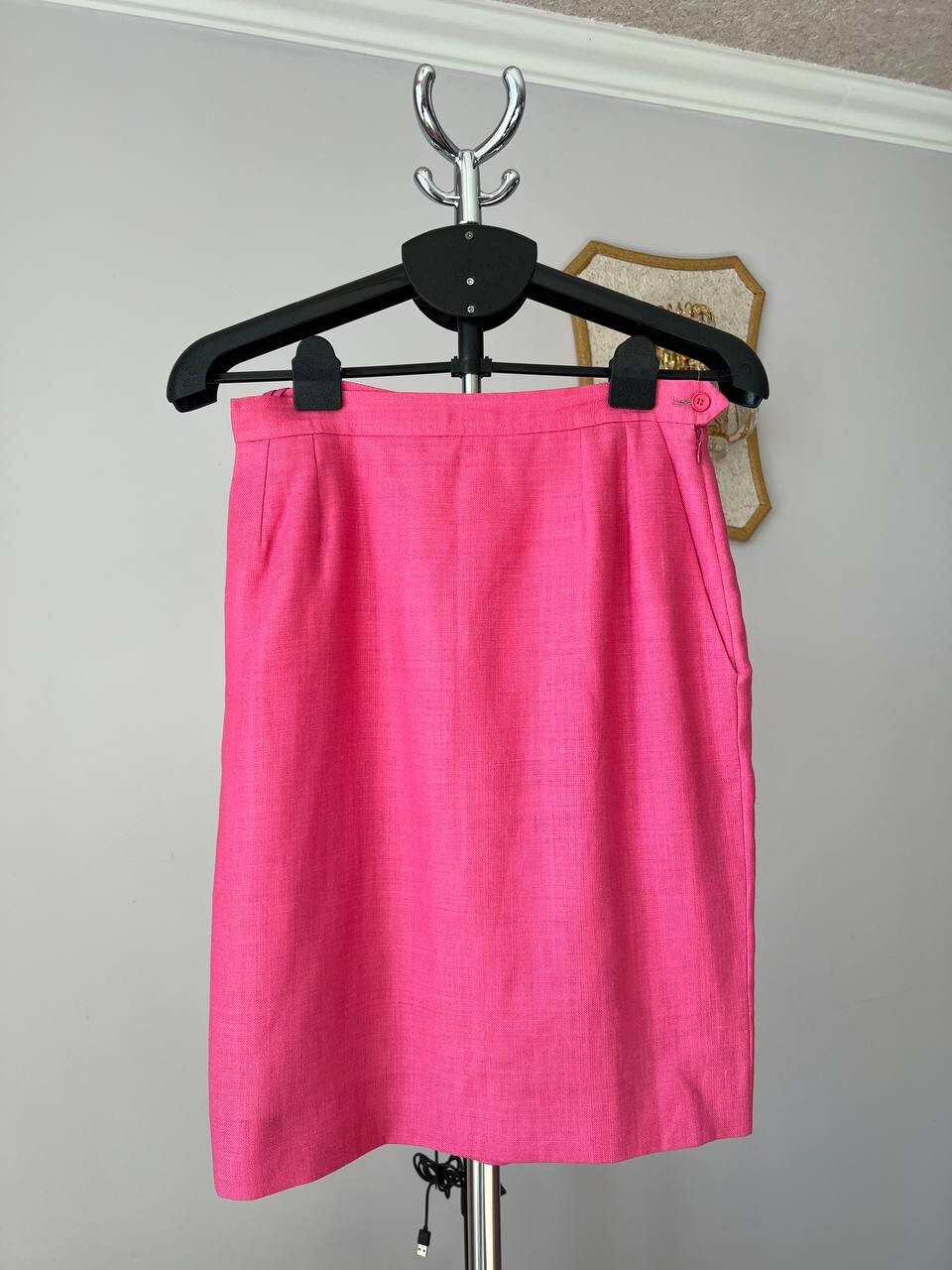 GONNA YVES SAINT LAURENT RIVE GAUCHE MADE IN FRANCE PARIS ROSA 100% LINO DONNA