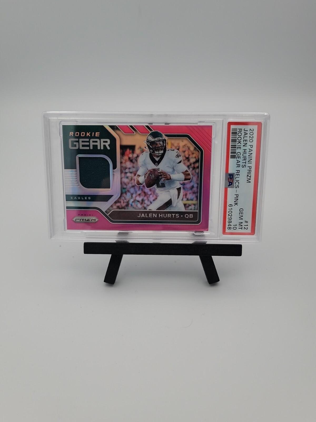 Jalen Hurts 2020 Prizm Rookie Gear Relics Pink Rookie Card #12 PSA 10 Low Pop