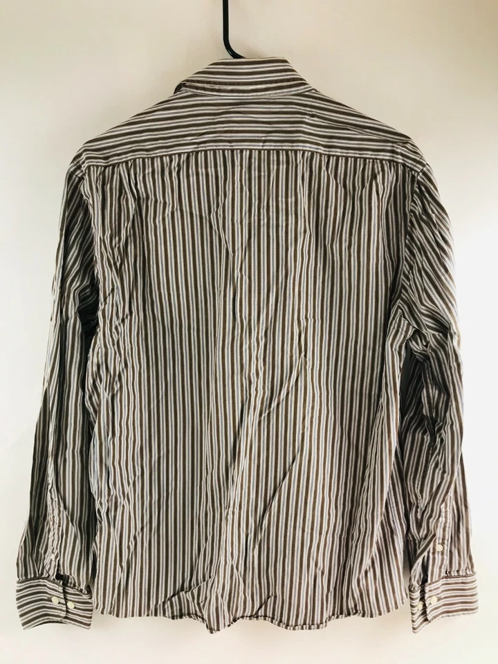 Gap платье рубашка мужская размер средний 15-15 1/2 коричневый в полоску на пуговицах длинным рукавом - Изображение 2 из 4