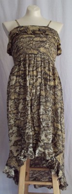 B35 GOLD BLACK BROWN Sacred Threads SAMPLE Tie Dye Rayon Dress OS