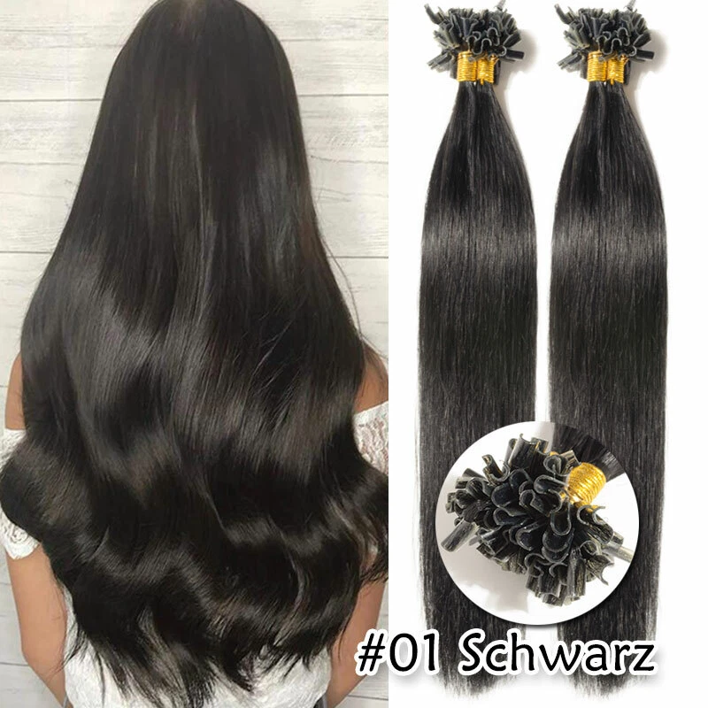 200 Strähnen Russisch ECHTHAAR Keratin Bonding Extensions Haarverlängerung Glatt