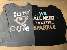 EUC Lot of 2 Epic Threads Macys Girls Graphic Shirts Sz 5 Black/Grey Long Sleeve