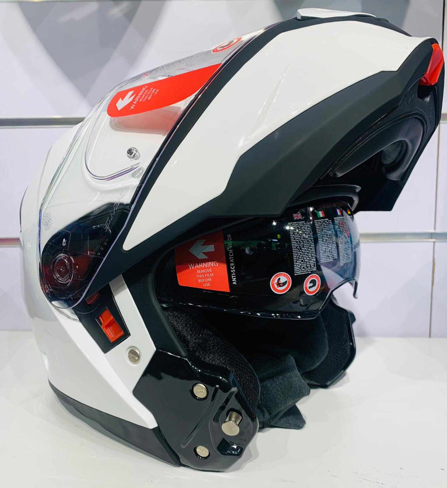 CASCO MOTO MODULAR SMK GULLWING BLANCO BRILLO TALLA XL (PORTE GRATIS PENINSULA )