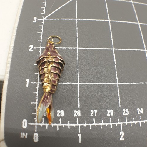 Vintage Cloisonne Koi Fisch Anhänger artikulierend Cloisonné Halskette Anhänger 2,5" - Bild 7 von 7