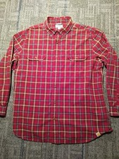 Carhartt Plaid Button Up Shirt Size XL Relaxed Fit Red Blue Long Sleeve Pockets