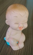 Vintage beep pissed child boy on chamber pot jerry soft rubber toy 1970s 
