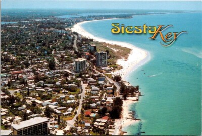 Venice Florida Coastline Aerial View FL Hotels Beach c2000 Postcard