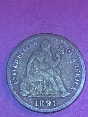 1891 S LIBERTY SEATED DIME FINE F