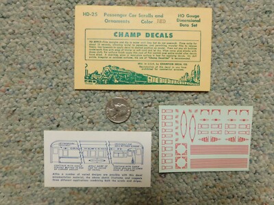 Champ decals HO HD-25 Passenger car scrolls ornaments red M123 | eBay