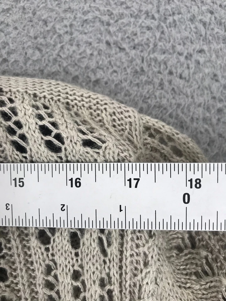 Cardigã suéter feminino Axcess malha crochê tamanho G frente aberta manga longa bege - Imagem 3 de 4