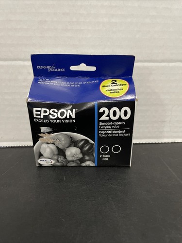 Epson 200 Black Ink Cartridge 2-PACK Dura-Brite Ultra Exp 05/2022 - Picture 1 of 2