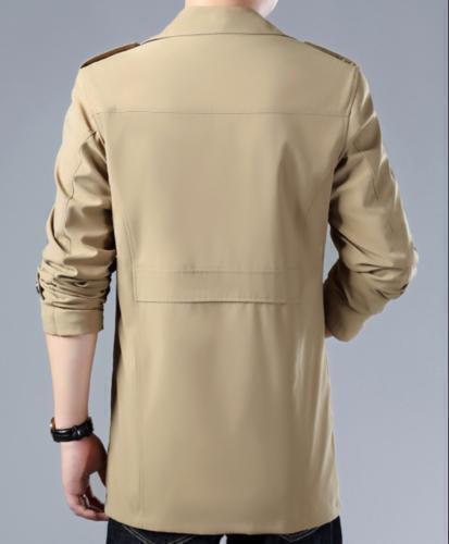 Abrigos informales para hombre de longitud media con botones rompevientos negocios al aire libre chaquetas de solapa - Imagen 7 de 13