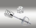 Round Cut w Screw Back New Gift 3mm 14k White Gold Timeless Pair Stud Earrings