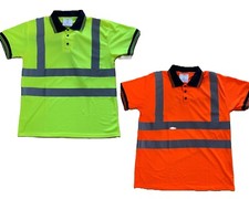 Hi Vis Viz Polo tshirt t-shirt High Visibility Reflective Safety Security Work
