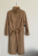 Kensie Taupe/beige Slim Fit Funnel Neck Coat Size Large
