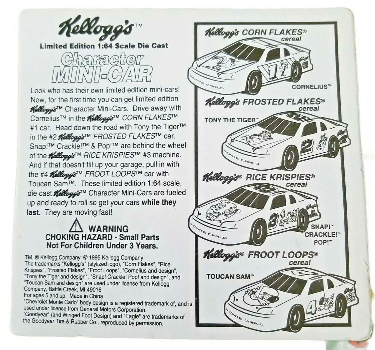 ミニカー Kellogg'sRacing 1/24 ,1/64scale StockCar Kellogg's Corn Flakes Racing Commemorative Mini-Car