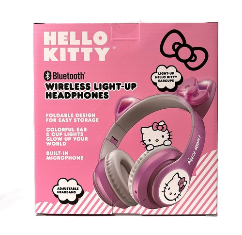 Hello Kitty Wireless Light Up Headphones Bluetooth Pink & White Sanrio NEW NIB - Picture 2 of 5