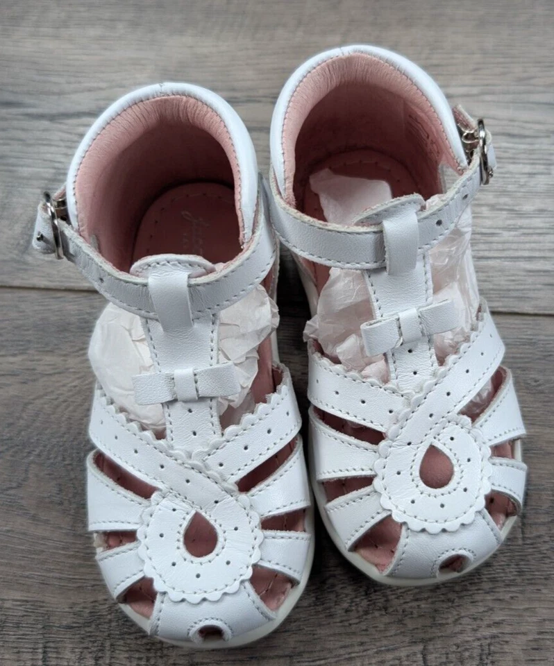 Ropa Bebé Niña Nuevo Jacadi Paris Talla 21 5.5 Dolores Blanco Elegante Sandalias Foto 4 de 4