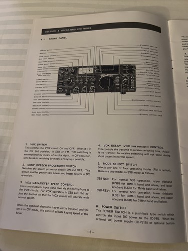Icom IC-740 Instruction Manual Original Nice Cond. + Fold Out Schamatic - Picture 9 of 23