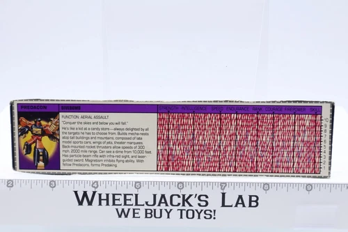 Divebomb Action Figure Tech Spec 1986 Vintage Hasbro G1 Transformers