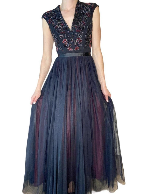 Needle and thread black tulle dress sales