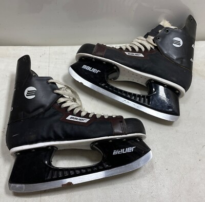 Bauer NHL Approved [ 10 D SR 280mm ] Ice Hockey Leather Skates VTG Brown/Black
