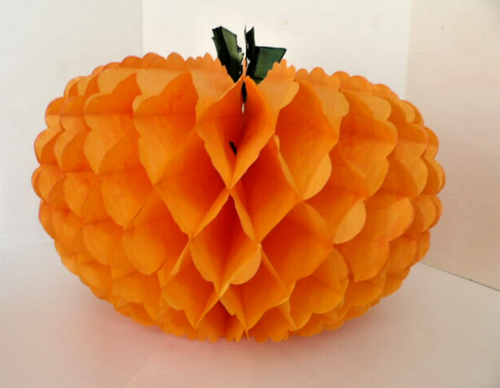 VINTAGE PUMPKIN Halloween Honeycomb Folding Fall Autumn 20" - Picture 9 of 11