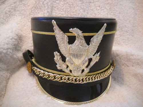 Black with Gold Eagle and piping, Marching Band Uniform Hat Shako 