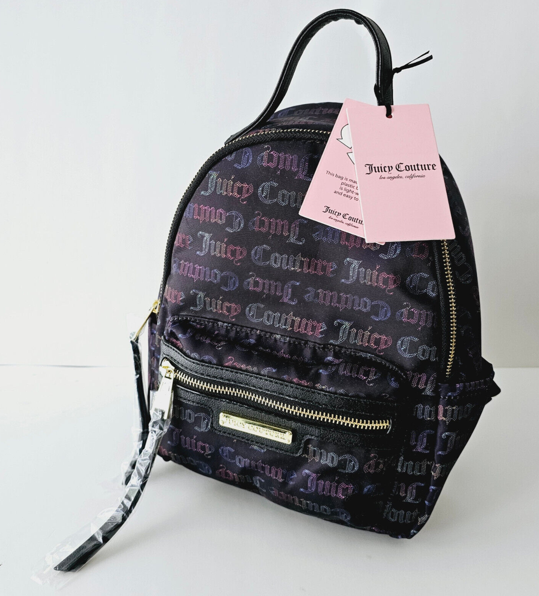 新品＊正規品 Juicy Couture ミニリュック ベロア スエード 黒 Juicy Couture Retro Bag Heritage Embroidered Backpack